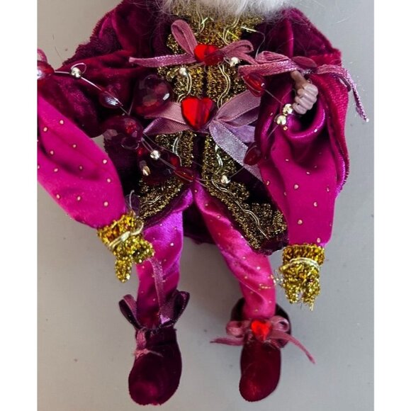 Mark Roberts Collectible Fairy Elf Doll Red Pink Velvet Glittering Hearts Roses - Picture 10 of 11